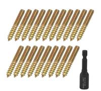 Jiozermi 20 Pcs M4 x 30mm Hanger Bolts, Double Head Screws Self Drilling Wood Dowel Screws with Hanger Bolt Driver, Carbon Steel Fasteners for Stairs, Furniture, and DIY Projects