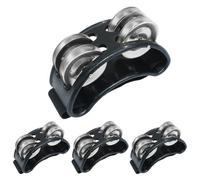 Jiozermi 4 Pack Foot Tambourine Percussion, Black Foot Shaker Instrument with Metal Jingle Bell, Rhythm Instrument for Adults