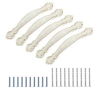 Jiozermi 5 Packs Cabinet Hardware Handle Pull 2-1/2" (64mm) Hole Centers, Solid Drawer Pulls for Wardrobe Cupboard, Ivory White