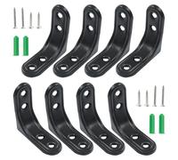 Jiozermi 8 Pcs Heavy Duty Black L Brackets, 2 x 2 Inch Wall Shelf Bracket L Wall Mount Bracket 90 Degree Shelf Brackets for Shelves Wood Cabinets Space Saving