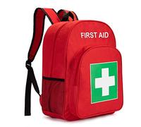 Jipemtra Red Emergency Bag First Aid Backpack Empty Medical First Aid Bag Treatment First Responder Trauma Bag for Hiking Outdoor Travel Camping Day Care, Red Lb, Rucksack