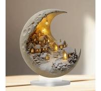 Jipersuo Acrylic New Light Moon Snowhouse Desktop Decoration Living Room Bedroom Home Desk Gadgets White 20cmx30cm