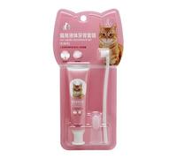 Jipersuo C. E. T. Oral Hygiene Kit for Cats and Dogs 3 Piece Set with Ended Toothbrush, Fingerbrush, and Poultry Flavor 2. 5 oz tube of Toothpaste Plaque & Buildup 21