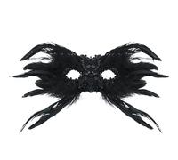 Jipersuo Halloween Horror Mask Gothic Feather With Rhinestones Black & Blood Red Masquerade for Halloween Christmas 32