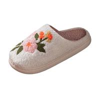Jipersuo House Slippers for Women Women's Fuzzy Slippers Indoor Outdoor Comfortable Soft Sole Home Shoes with Floral Design for Ladies and Couples