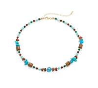 Jipersuo Jewellery Bohemian Style Irregular Turquoise Imitation Beaded Necklace - Colorful Natural Mix Design 679