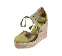 Jipersuo Ladies Walking Sandals Elegant Strappy Woven Rope Heel Sandals for With Bow Tie Front and Round Toe Chunky Platform Couture Footwear
