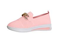 Jipersuo Ladies Walking Shoes Round Toe Hiking Shoes Women Comfortable Flat Women's Walking Orthopaedic Casual Breathable for Work Shopping Gardening Pink