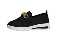 Jipersuo Ladies Walking Shoes Round Toe Hiking Shoes Women Comfortable Flat Women's Walking Orthopaedic Casual Breathable for Work Shopping Gardening Black