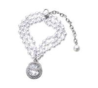 Jipersuo Pearls Chain Dog Dog Necklace Metal Cuban Link for Medium and Large Dogs Heavy Duty Chew Proof Various Length Options 24