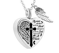 Jipersuo Pendant Necklace Jewelry for Ashes -No Longer By My Side Forever In My Heart Pendant Necklace for Ashes Grandma Grandpa Mom Dad Papa Sister … 506