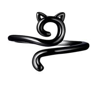 Jipersuo Ring Jewellery Yarn Ring Cat Kitty Ears Adjustable Size Crochet Beginner Knitting Crocheting Gift Crochet Tension Regulator Tool Finger Gift Black Cat 2188