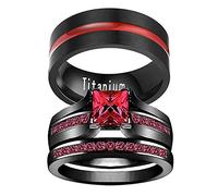 Jipersuo Ring Set Three Heart Ring Couple Steel Wood Grain Layer Rings 1871