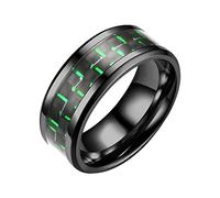 Jipersuo Ring Steel Couple Fashion Ring Adult Three-color Fiber Titanium Rings Adjustable Rings Women (Green, 8)