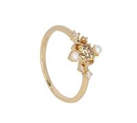 Jipersuo Ring Women Light Retro Natural Stone Opal With Hollow Pattern Fashionable and Versatile High End Open Ring Encrusted Sparkling Adjustable Open Fashion 1PC 2099