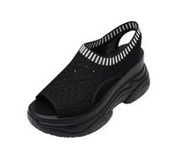 Jipersuo Sandals for Women Sandals With Knit Mesh Toe Opening Design Slip On Elastic Band Platform for All Day Comfort and Sporty Style