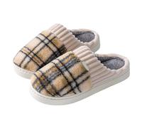Jipersuo Sliders Mens Men's Slippers Cozy Soft Indoor Shoes for Couples Thick Sole Fleece Lined Slippers with Stylish Stripes Design