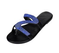 Jipersuo Slippers Women Women's Casual Solid Crystal Roman Plus-size Flat Slippers Sandals Shoes