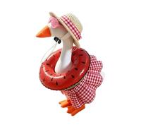 Jipersuo Summer Bikini Desk Goose Outfits 7 Inch Desktop Goose With Hat & Swim Ring Cute Funny Geese for Geese Party 31