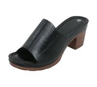 Jipersuo Summer Sandals Women Ladies Solid Colour Glossy One Word Belt Outside Wear Beach Thick Bottom Thick Heeled High Heels Big Size Sandals Slippers