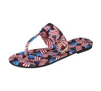 Jipersuo Summer Sandals Women Women Shoes Flat Flip Toe Sandals Fashionable Solid Color Independence Day Printed Beach