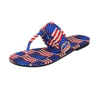 Jipersuo Summer Sandals Women Women Shoes Flat Flip Toe Sandals Fashionable Solid Color Independence Day Printed Beach