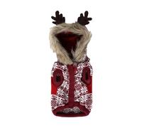 Jipersuo Thickened Pet Winter Coat with Warm Fleece Collar Santa Reindeer A. n. t. lers Design Large Dog Sweater for Cold Weather Cot. ton Padded Clothing for Winter 40