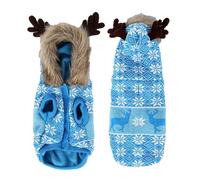 Jipersuo Thickened Pet Winter Coat with Warm Fleece Collar Santa Reindeer A. n. t. lers Design Large Dog Sweater for Cold Weather Cot. ton Padded Clothing for Winter 40