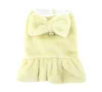 Jipersuo Winter Dog Dresses for Small Dogs Female Puppy Sweater Dresses with Leash Ring Warm Fleece Cold Weather Dog Dress Cute Bow Knot Fuzzy 21