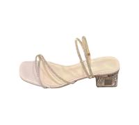 Jipersuo Women Sandals Elegant French Style Crystal Sandals Flat With Vibe and Versatile Wear