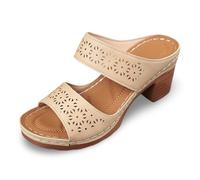 Jipersuo Women's Slippers Women's Heeled Sandals Open Toe Slip on Block Womens Chunky Mid Heels Ankle Strap Sandal Slippers Casual Comfortable Summer Backless Mules Adjustable Slide Walking Shoes
