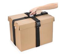 JIPIMON Box Carrying Strap with Handle Adjustable Belt Cross Style Carry Straps for Safely Moving and Lifting Heavy Boxes, Groceries, Luggage (Black)