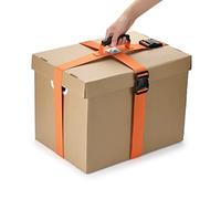 JIPIMON Box Carrying Strap with Handle Adjustable Belt Cross Style Carry Straps for Safely Moving and Lifting Heavy Boxes, Groceries, Luggage (Orange)