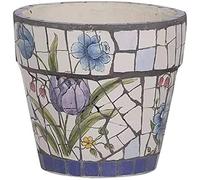 JIPOFAN Artistic Ceramic Plant Pot with Drainage Hole, Hand Painted Floral Design Flower Planter,Unique Tapered Decorative Container for Garden & Home Decor (17 * 14CM)