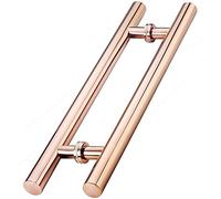 JIPOFAN Recessed Door Handle with Hardware,Wooden Door/Glass Door Handles Two Side Round Handles,24inch/32inch/40inch/47inch Long Gate Handles (Rose Gold 80cm(31 1/2"))