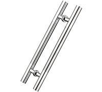 JIPOFAN Recessed Door Handle with Hardware,Wooden Door/Glass Door Handles Two Side Round Handles,24inch/32inch/40inch/47inch Long Gate Handles (Silver 80cm(31 1/2"))