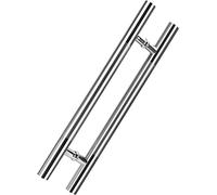 JIPOFAN Stainless Steel Glass Door Handles,T-Bar Sliding Barn Door Handle,Heavy Duty Two Sides Glass Shed Door Pull Home Office Bathroom Shower Sliding Door Handle Hardware (Hole Center 360Mm)