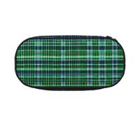 JIPOFD Blue And Green Scottish Tartan Large Pencil Case,Storage High Capacity Bag Pouch Holder Box Organizer,Pen Case For Women Men