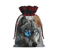 JIPOFD Blue Eyes Wolf Christmas Drawstring Pouch Robust 4.7x6.9in Suitable For Party Gifts And Gift Packaging 1pcs