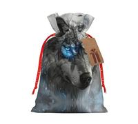 JIPOFD Blue Eyes Wolf Christmas Drawstring Pouch Robust 8.3x11.8in Suitable For Party Gifts And Gift Packaging 1pcs