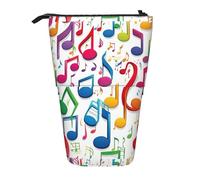 JIPOFD Colorful Music Notes 1 Standing Pencil Case,Cute Stand Up Pen Pouch,Portable Pencils Holder,For Office Supplies