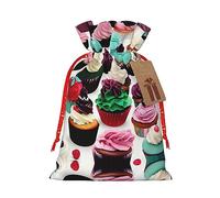JIPOFD Delicious Cupcakes Christmas Drawstring Pouch Robust 8.3x11.8in Suitable For Party Gifts And Gift Packaging 1pcs