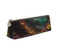 JIPOFD Dna Chain Photo Creative Triangular Leather Pencil Case Is Light And Convenient With Large Storage Capacity