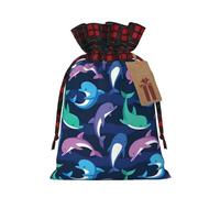 JIPOFD Dolphin Christmas Drawstring Pouch Robust 8.3x11.8in Suitable For Party Gifts And Gift Packaging 1pcs