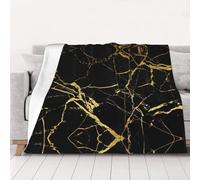 JIPOFD Dual Sided Black Gold Marble Blanket Throw Warm Cosy Flannel Blanket King Size Bed Thick Blanket