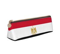 JIPOFD Egyptian Flag Creative Triangular Leather Pencil Case Is Light And Convenient With Large Storage Capacity