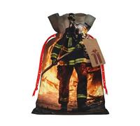JIPOFD Firefighter Fireman Flame Christmas Drawstring Pouch Robust 4.7x6.9in Suitable For Party Gifts And Gift Packaging 1pcs