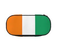 JIPOFD Flag Of Cote D'Ivoire Large Pencil Case,Storage High Capacity Bag Pouch Holder Box Organizer,Pen Case For Women Men, Black, One Size, Art Deco