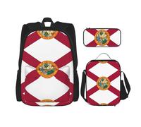JIPOFD Flag Of Florida Backpack Bookbag Set With Lunch Bag And Pencil Case Large Capacity Backpack With Lunch Bag, Black, One Size