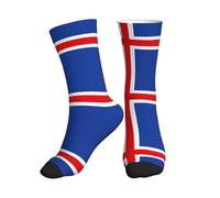 JIPOFD Flag Of Iceland Athletic Running Socks Performance Breathable Crew Socks Outdoor Sports Socks For Men Women, 1 Black, One Size